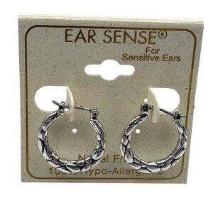 Ear Sense Hoop Earrings Silver Tone Nickel Free Hypoallergenic Petite Design New